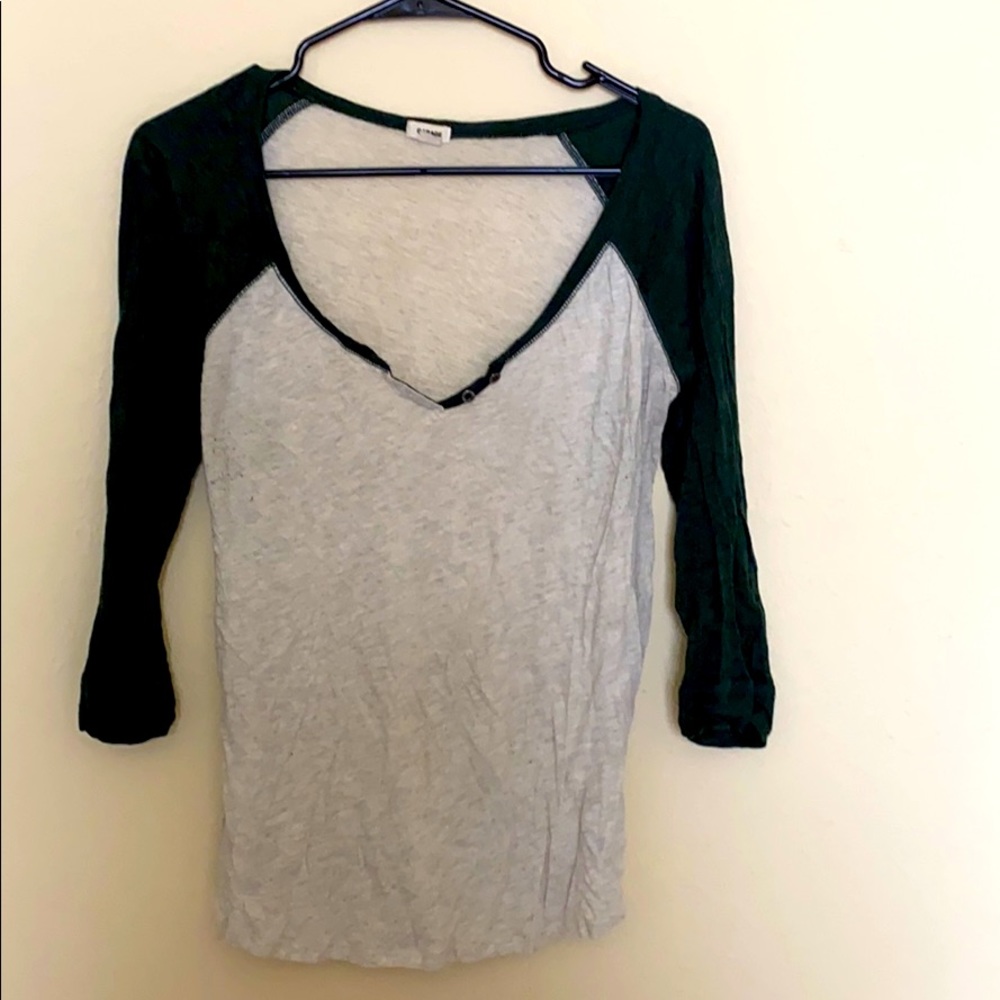 Forest Green Baseball Tee, V Neck